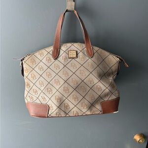 Dooney & Bourke Beige and Brown Monogram Satchel